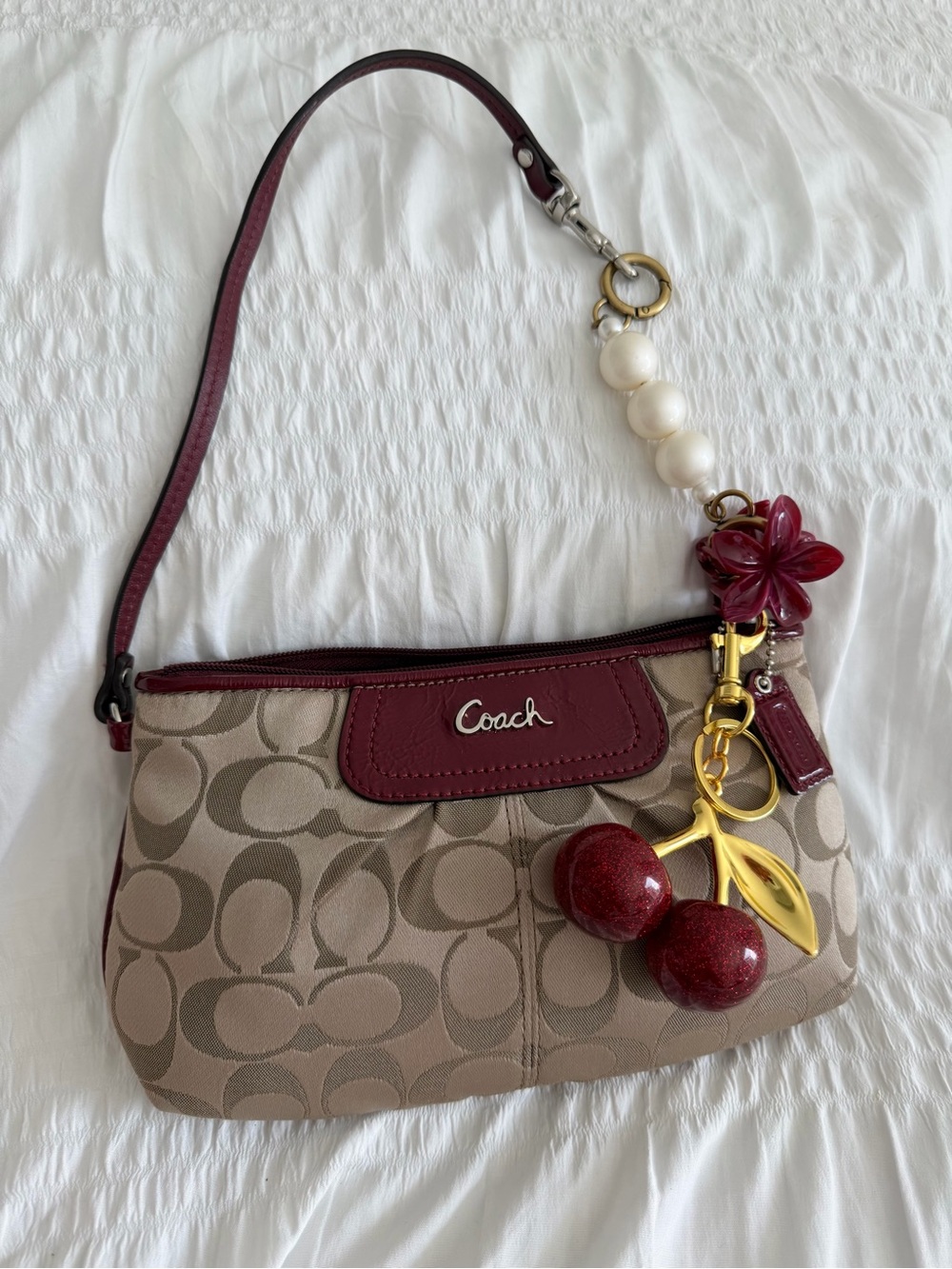 💋 Vintage Coach Pleated Open Mini Bag /Large Wristlet